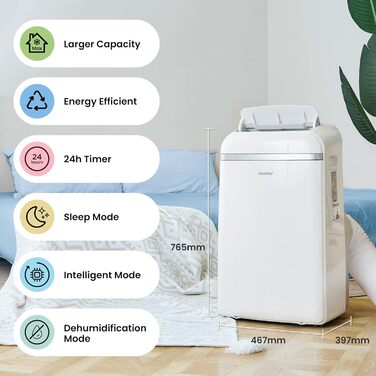 Мобільний кондиціонер Comfee PAC 12000, 3,5 кВт, 12000 BTU, охолодження, вентиляція, осушення, для приміщень до 43 м², з повітроводом