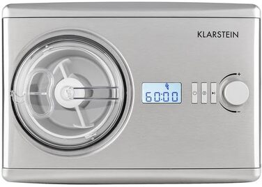 Морозивоnica Klarstein Velaire, 500 Вт, 3 ємності по 0,6 л (загалом 1,8 л), 10 програм, сенсорний дисплей, для йогурту та сорбету, матовий срібло