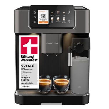 Кавомашина автоматична Grundig KVA 8230, 19 бар, сталева кавомолка, капучинатор, підігрів чашок, чорний/сріблястий