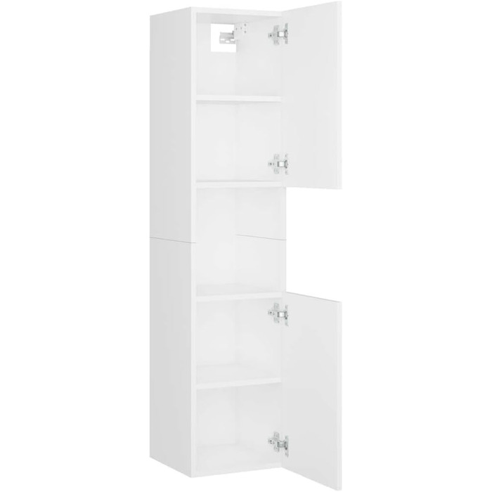 Шафа для ванної vidaXL з 2 дверцятами та 5 полицями, біла, 30x30x130 см, ДСП, високий шафа для ванної кімнати