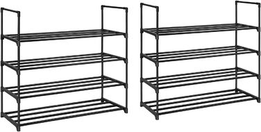 Металевий стелаж для взуття SONGMICS, 4 рівні, 2 шт, на 20 пар, чорний, 30x92x74 см, для коридору, вітальні та гардеробу