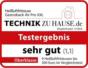 GASTROBACK Design Air Pro XXL аерофритюрниця 6,5 л, 8 програм, сенсорне управління, сріблясто-чорна