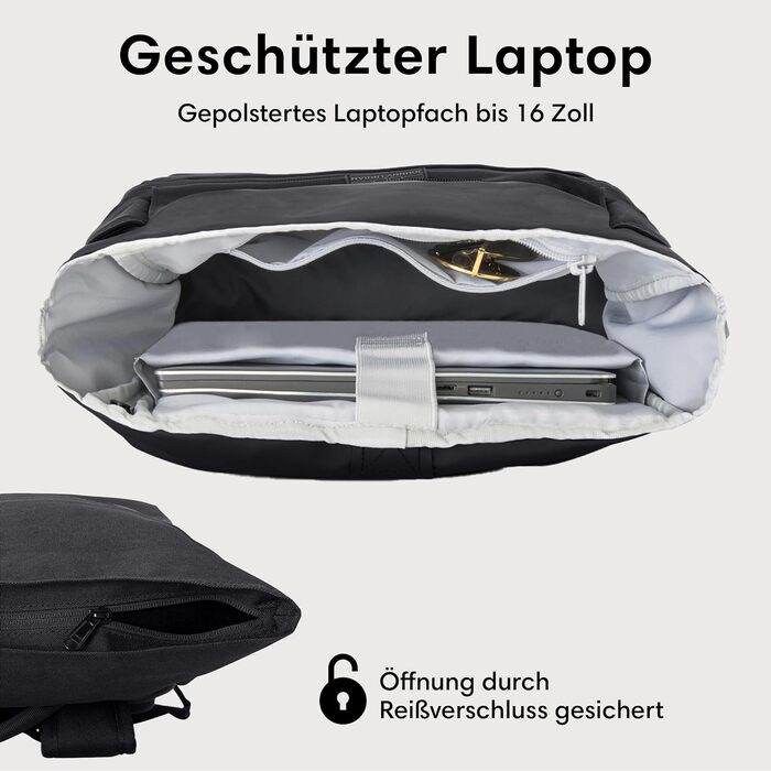 Рюкзак Johnny Urban Allen Medium чорний, водовідштовхувальний, 15л, rolltop, з відділенням для ноутбука, для університету, велосипеду, бізнесу, унісекс, екологічний