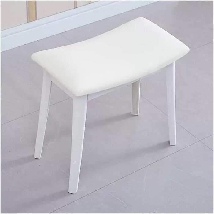 Пуф для туалету/макіяжу Balama білий, з штучної шкіри, 47x28x45 см, до 150 кг