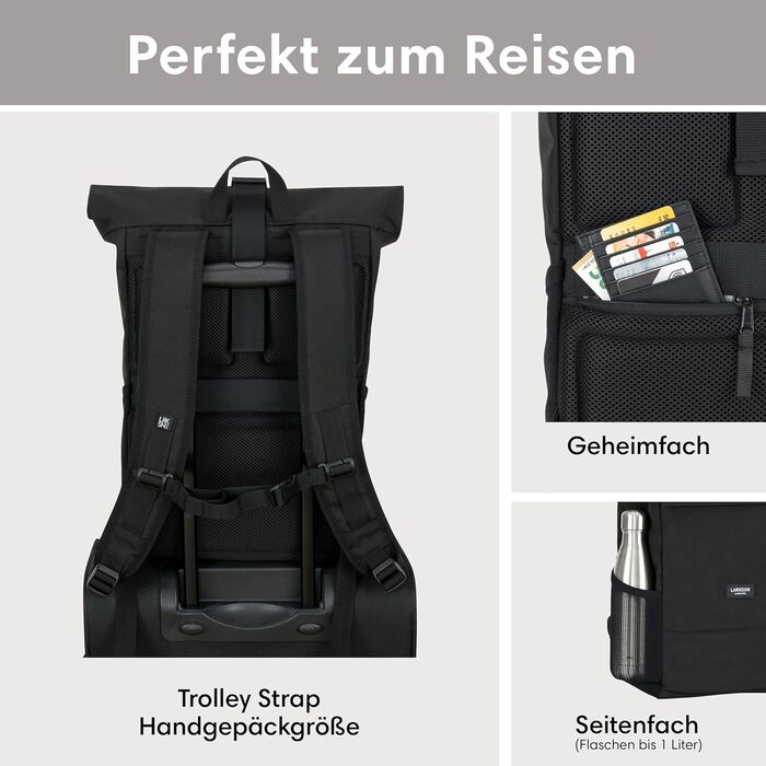 Рюкзак LARKSON Rolltop No 4 для жінок і чоловіків, з відділенням для ноутбука, для університету, роботи й велосипеда, великий туристичний рюкзак, водовідштовхувальний, універсальний розмір, колір пісочний
