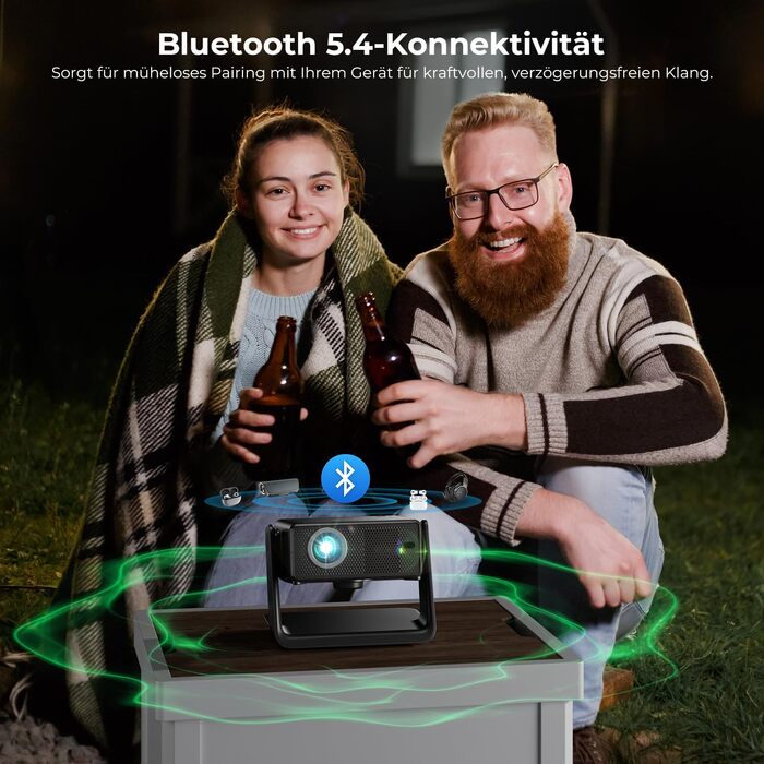 Проектор Beamer 4K 1080P, 28000 Люмен, Wi-Fi 6, Bluetooth, Автофокус, 4D Keystone, Netflix, для Дому/На Відкритому Повітрі, Чорний