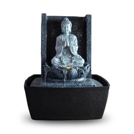 Фонтан для медитації Zen'Light Nirvana з Буддою та LED-підсвіткою. Сучасний декор для дому, Фен-Шуй, сірий, H 26 см
