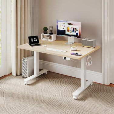Електричний підйомний стіл Airfish 140x80 см з USB-C, регульований по висоті письмовий стіл для офісу та ПК з системою кабель-менеджменту