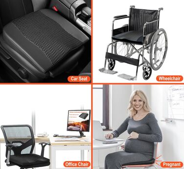 Автомобільна подушка Lofty Aim з Memory Foam для водія: підтримка спини, зняття болю при ішіасі, чорний 4D Mesh. Для автокрісла, офісного крісла, візка.