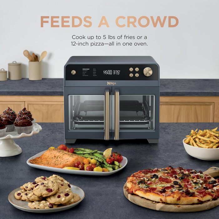 Мультипіч Ninja French Door Premier Air Fry Oven 10-в-1, 20.3 л, з аксесуарами (кошик 5 л, деко, решітки), FO101BK, Cyberspace