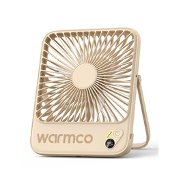 Вентилятор акумуляторний Warmco 10000mAh 21 см, до 24 год, пісочний бежевий: для офісу, спальні, подорожей