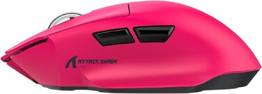 Ігрова бездротова миша Attack Shark V6 Superlight 65г, сенсор PixArt PAW3311 25000 DPI, з магнітною док-станцією, ергономічний дизайн, Berry Red