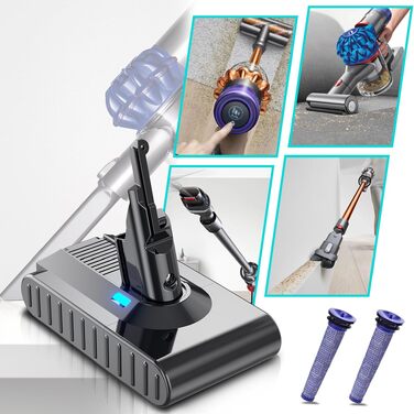 Акумулятор Dyson V7/SV11 (замінний) з LED дисплеєм + 2 фільтри, викрутка, гвинти, блокування кнопки | Оригінал