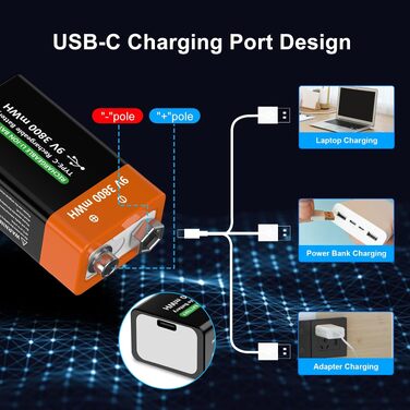Акумулятори Li-ion 9V 3800 mWh перезарядні (2 шт) для датчиків диму, мікрофонів, сигналізацій та іграшок