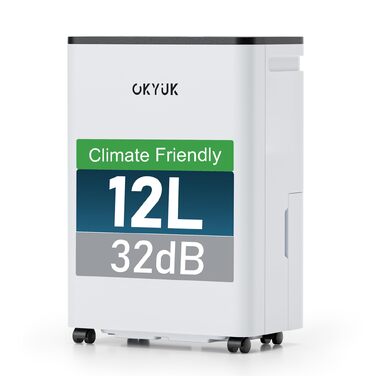 Осушувач повітря OKYUK 12 л/добу, для приміщень до 90 м³, електричний, автоматичне розморожування, 32 дБ, R290