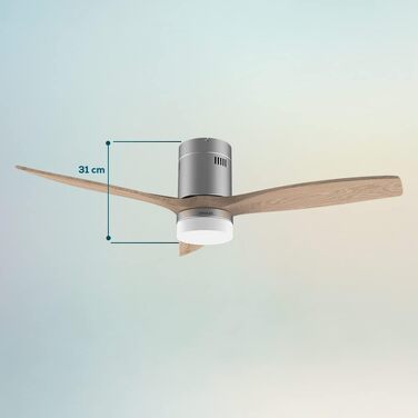 Стельовий вентилятор Cecotec Aero 5600 з підсвічуванням та WiFi, 52 дюйми, нержавіюча сталь/дерево