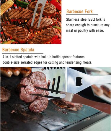 Grilljoy набір для гриля 20 предметів з нержавіючої сталі у алюмінієвому кейсі, професійний набір аксесуарів для барбекю, подарунок для чоловіків і жінок, сріблястий