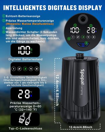 Портативна душова кабіна для кемпінгу з акумулятором 10000mAh та 20л баком, комплект для відпочинку на природі, саду, автомийки та тварин