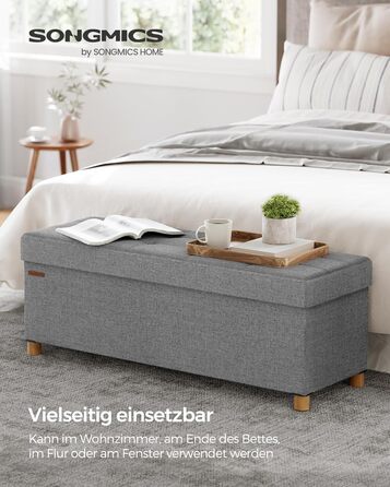 Складаний пуф SONGMICS з місцем для зберігання, на ніжках, 76×38×40 см, до 300 кг, для вітальні, спальні, сіро-голубий