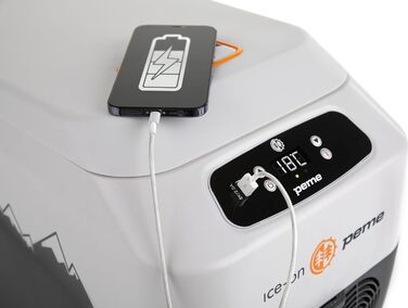 Термоелектричний автохолодильник Peme Ice On 28.3L з LCD дисплеєм, USB, 12/230V – для кемпінгу, подорожей, автомобіля (помаранчевий)