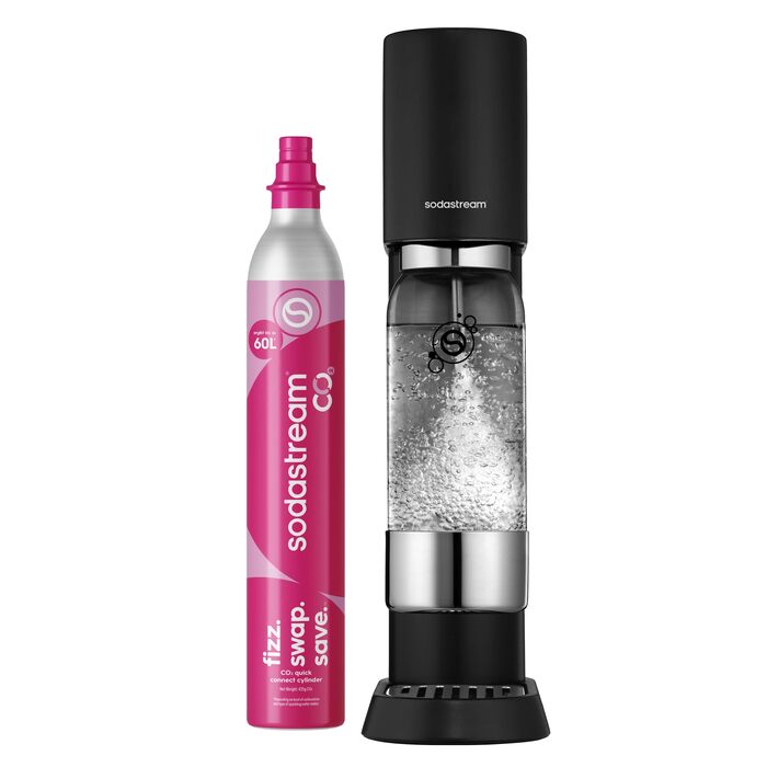 Сифон для газування води SodaStream ENSO з пляшкою 1л та циліндром CO2, чорний