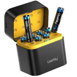 Набір акумуляторів UseNiy AA 1.5V Lithium (8 шт.) з зарядним пристроєм на 8 слотів, чорний