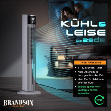 Вентилятор вежний з Wi-Fi та охолодженням води Brandson ECO GREEN – тихий, з керуванням Alexa, смарт-вентилятор для дому, мобільний кондиціонер