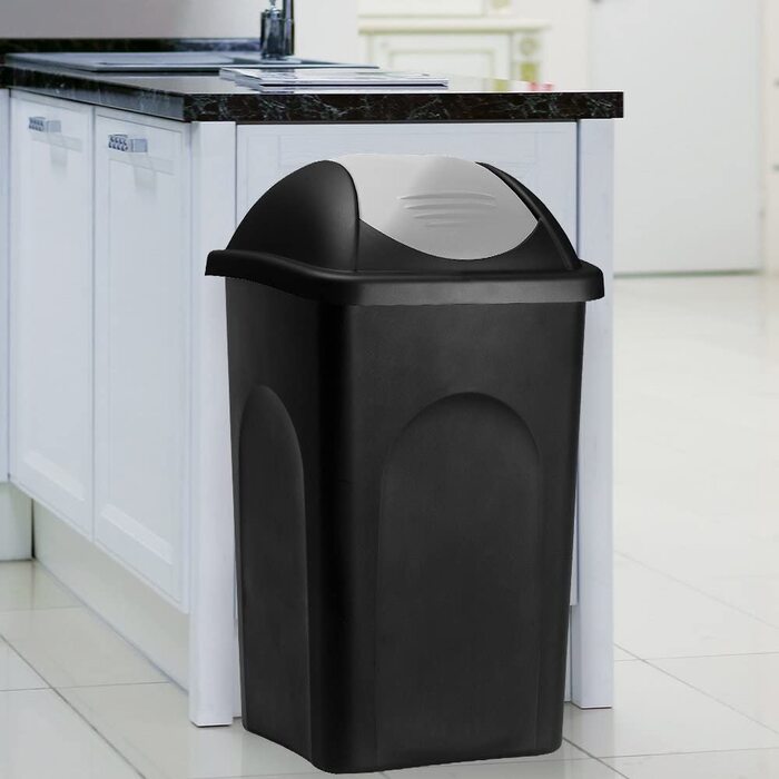 Смітник Stefanplast з маятниковою кришкою 60 л, чорний/сріблястий