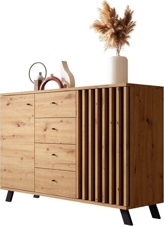 Комод Newroom з дикого дуба та антрациту, сучасний вінтаж, 118x85x40 см, для вітальні, спальні, коридору, їдальні