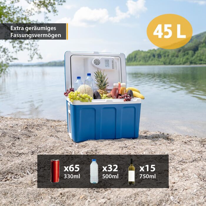 Термобокс електричний First Austria 45L 12V/230V для авто та мережі, чорний. Міні-холодильник з колесами для кемпінгу, подорожей, фестивалів. Охолоджує та гріє.