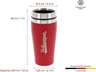 Термокружка BRISA VW Collection Volkswagen GTI, 450 мл, чорна/червона