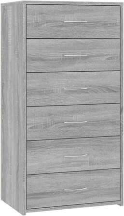 Комод vidaXL з 6 шухлядами, сірий сонома, 50x34x96 см, багатофункціональна шафа з ДСП