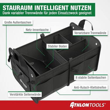 Органайзер у багажник авто ATHLON TOOLS Premium з кришкою, 60 літрів, чорний