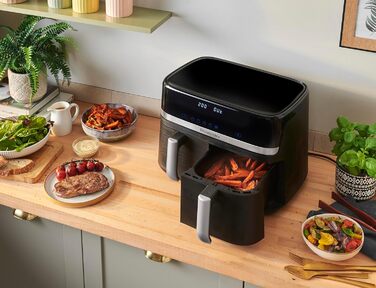 Аерофритюрниця Russell Hobbs SatisFry 9 л, 2 камери, 9 програм, тиха, без олії, посудомийна, до 200°C, функція підтримки тепла