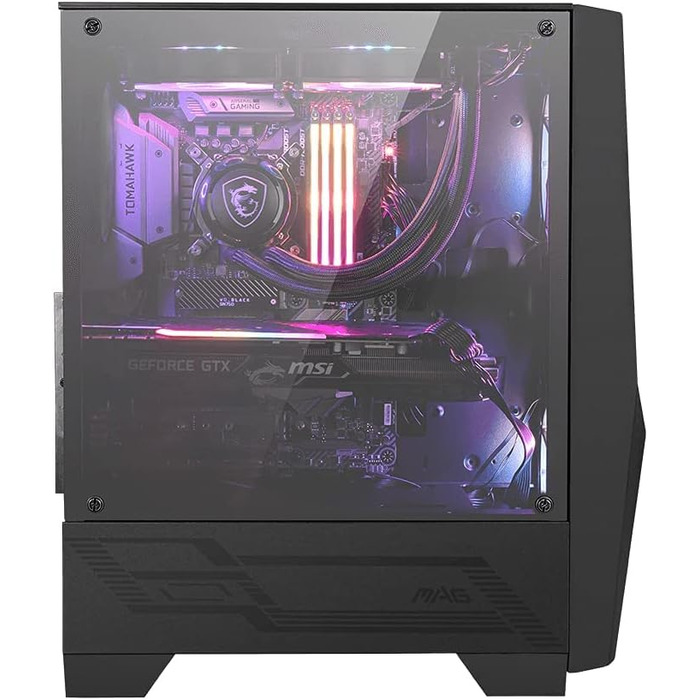 Корпус MSI MAG FORGE 100R Mid-Tower ATX, чорний, з RGB підсвіткою, 2x USB 3.1, 2x 120 мм A-RGB вентилятори, 1x 120 мм вентилятор