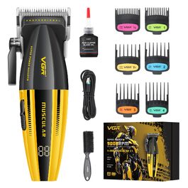 Машинка для стрижки VGR 285 Fresh Fade професійна, акумуляторна, 9000 об/хв, з LED-дисплеєм для чоловіків