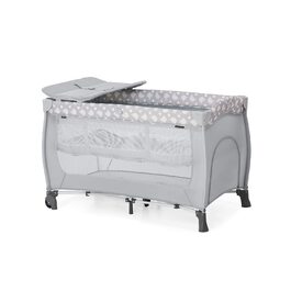 Дитяче туристичне ліжечко Hauck Sleep N Play Center Teddy Grey з люлькою для новонароджених, пеленатором, сумкою для транспортування, колесами, лазом, компактне складання, для малюків від народження до 15 кг