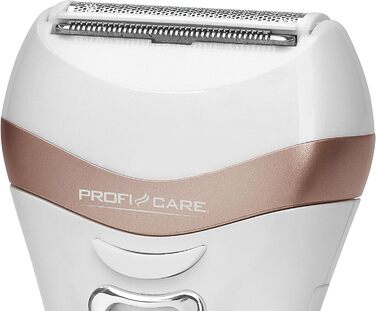 Епілятор ProfiCare PC-LBS 3002 3-в-1: жіночий тример, шейвер та видалення огрубілої шкіри, акумуляторний, з чохлом, білий-шампанське