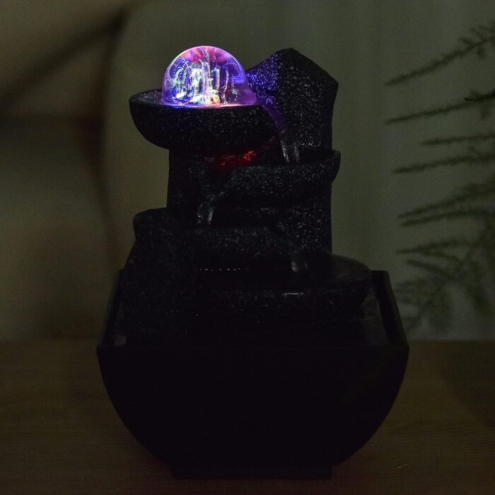 Настільний фонтан Zen Light SCFR22-C3 із закритим контуром, LED-підсвітка, 18 см