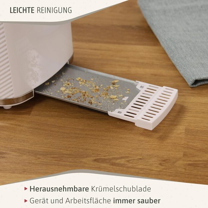 Тостер Briebe Elegance Brotor, 2 відділення, 7 режимів підсмажування, білий - електричний тостер з підігрівом та функцією скасування
