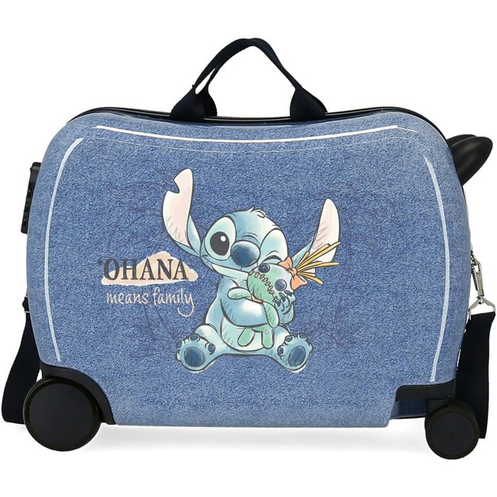 Дитяча валіза Disney Stitch Dance it out, жорсткий ABS, 50x38x20 см, 34 л, синя, на 2 колесах, з кодовим замком