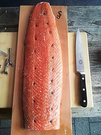 Дошка для приготування лосося Flammlachs з бука, широка, для вогнища та жаровні, з надійним тримачем з нержавіючої сталі, безпечна для копчення