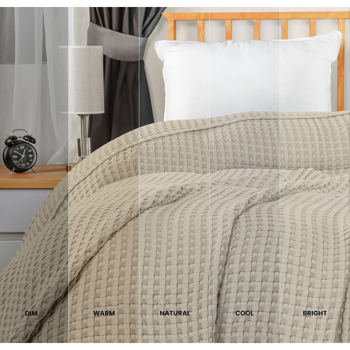 Вафельна ковдра Utopia Bedding з 100% бавовни, літня легка ковдра, 304x304 см, колір хакі