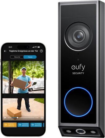 Відеодомофон eufy Security E340 з двома камерами, 2K Full HD, нічне бачення, розпізнавання посилок, дротовий або акумуляторний, сумісний з HomeBase S380, без абонплати