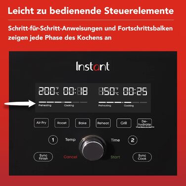 Фритюрниця з гарячим повітрям Instant VersaZone XXL 8.5 л, цифрова, 8-в-1, чорна, 1700 Вт, одна велика або дві камери, для смаження, випікання, грилю, сушки та розігріву