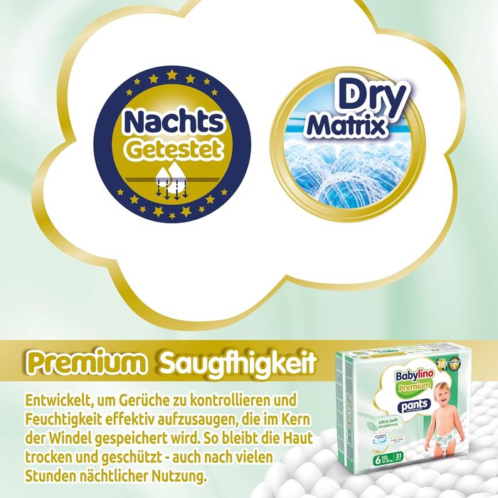 Підгузки-трусики Babylino Premium Pants розмір 8 XXL (20+ кг) з ультра-м'яким фільтром, 104 шт. (включаючи розмір 6 - 31 шт.)