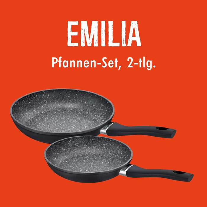 Набір сковорідок ROHE Germany Emilia, 2 шт, алюміній, 28 см + 24 см, чорний