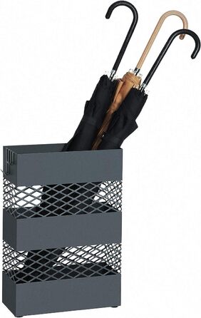 Металевий підставка для парасольок SONGMICS, прямокутний, 28x12x41 см, з піддоном для води, гратчастий дизайн, антрацит