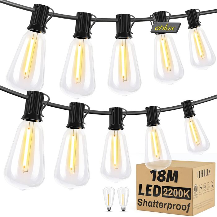 Гірлянда вулична LED 36м Lichterkette для саду, тераси, святкова, теплий білий, IP65, подовжувана