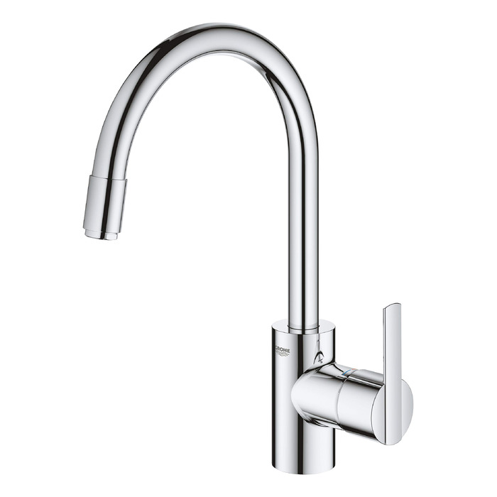 Змішувач кухонний GROHE Feel з висувним душем, 360° поворотний, економний (хром) 31486001